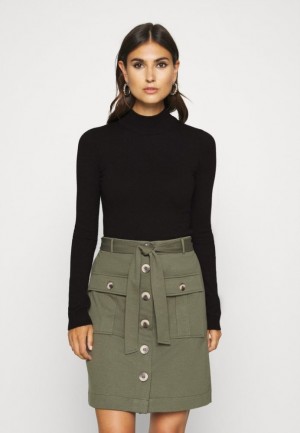 Anna Field Mock Neck Basic Jumper Pullover Dam Svarta | JBZ-615437