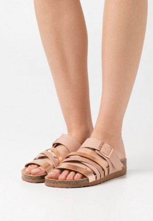 Anna Field Mules Tofflor Dam Rosa Guld | QEC-750142