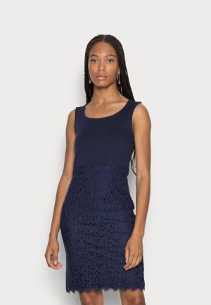 Anna Field Occasion Spets Skirt Ärmlös Bodycon Mini Klänning Klänning Dam Mörkblå | JGX-943715