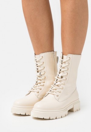 Anna Field Platform Ankle Boots Stövletter Dam Vita | IVQ-562307