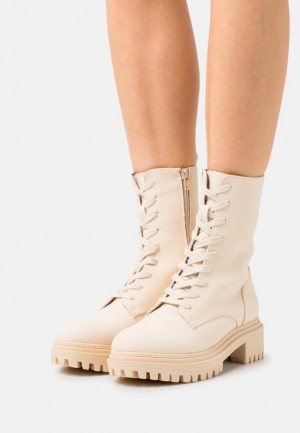 Anna Field Platform Ankle Boots Stövletter Dam Beige | BOH-691075