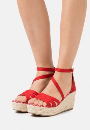 Anna Field Platform Sandals Sandaler Dam Röda | QFG-289516