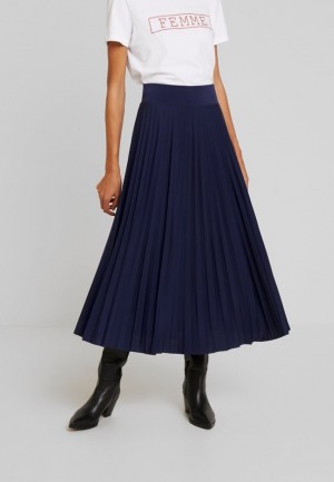 Anna Field Plisse A Line Midi Skirt A Line Skirt Kjol Dam Mörkblå | YQN-736298