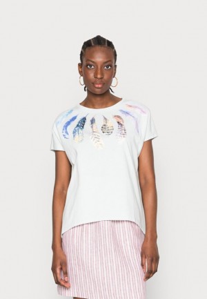 Anna Field Print T Shirt T-shirt Dam Ljusblå | QMR-567829