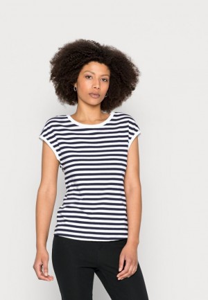 Anna Field Print T Shirt T-shirt Dam Mörkblå | UZT-452367