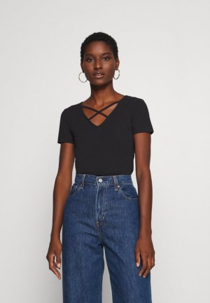 Anna Field Print T Shirt T-shirt Dam Svarta | MTF-306874