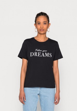 Anna Field Print T Shirt T-shirt Dam Svarta | XCR-029358