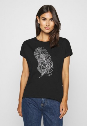 Anna Field Print T Shirt T-shirt Dam Svarta | USE-192604
