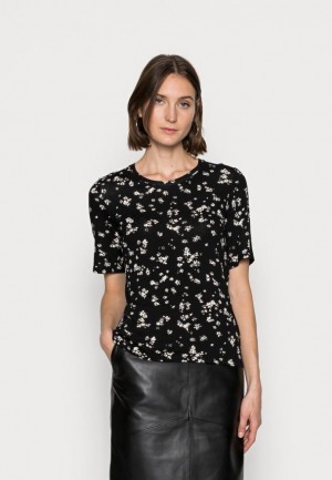 Anna Field Print T Shirt T-shirt Dam Svarta | QKW-879054