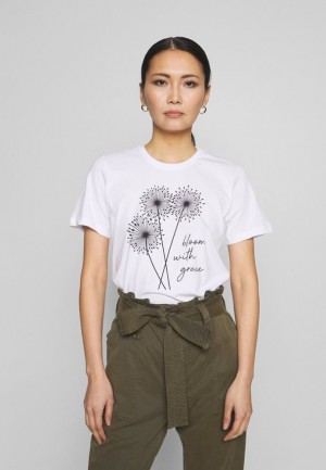 Anna Field Print T Shirt T-shirt Dam Vita | KBH-180537