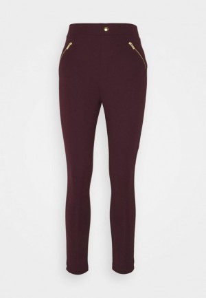 Anna Field Punto Legging With Zip Detail Trousers Långbyxor Dam Vinröda | OJF-947261