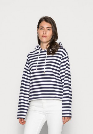 Anna Field Randig Loose Fit Hoodie Hoodie Pullover Dam Mörkblå | YAL-185694