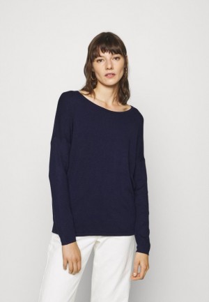 Anna Field Relaxed Båt Neck Jumper Pullover Dam Mörkblå | JQU-041392