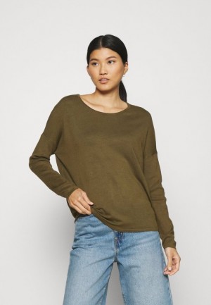 Anna Field Relaxed Båt Neck Jumper Pullover Dam Olivgröna | VDT-861495