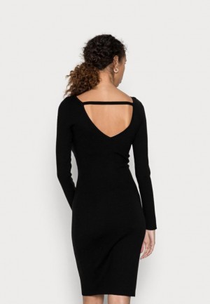 Anna Field Rem Open Back Mini Klänning Jumper Klänning Klänning Dam Svarta | FUS-426317