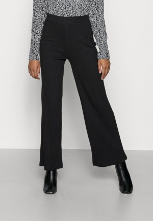 Anna Field Räfflad Breda Leg Trousers Trousers Långbyxor Dam Svarta | OYU-670193