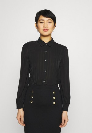 Anna Field Semi Sheer Blouse Button Down Skjorta Dam Svarta | UYR-701583