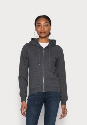 Anna Field Slim Fit Sweat Jacket Zip Up Sweatshirt Kofta Dam Mörkgrå | NUF-167458