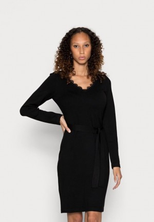 Anna Field Spets Insert V Neckline Loose Klänning Jumper Klänning Klänning Dam Svarta | PEC-234570