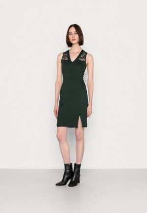 Anna Field Spets Insert Ärmlös Front Slit Klänning Jersey Klänning Klänning Dam Mörkgröna | RCM-183069