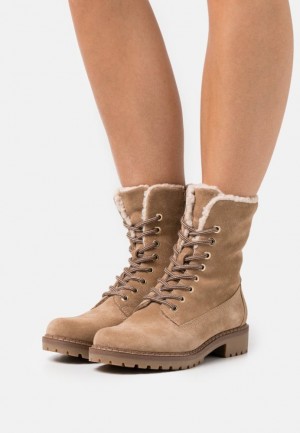 Anna Field Spets Up Ankle Boots Stövletter Dam Beige | CKB-568203
