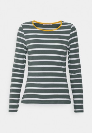 Anna Field Stripey Contrast Long Sleeved Top T-shirt Dam Ljusgröna | DZI-084356