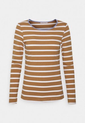 Anna Field Stripey Contrast Long Sleeved Top T-shirt Dam Bruna | UJK-694382