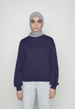 Anna Field Sweatshirt Pullover Dam Mörkblå | TIP-928075