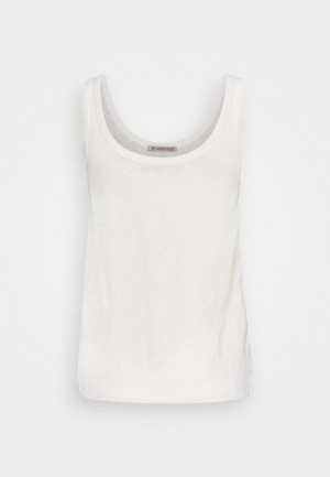 Anna Field Top Linen Blend Top T-shirt Dam Vita | LRO-357914