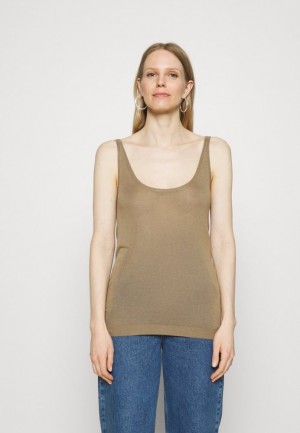 Anna Field Top T-shirt Dam Grå | OQE-641908