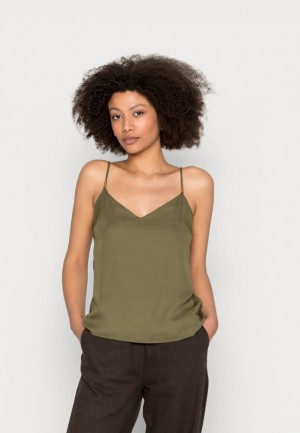 Anna Field Top T-shirt Dam Khaki | GEO-136052