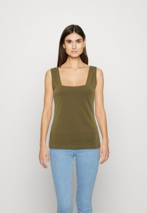 Anna Field Top T-shirt Dam Khaki | KIF-962410