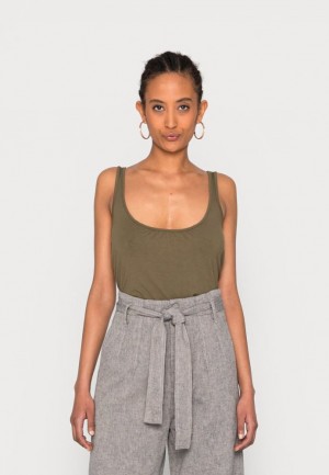 Anna Field Top T-shirt Dam Khaki | POM-398026