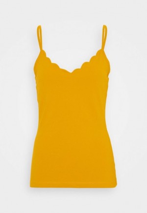 Anna Field Top T-shirt Dam Mörkgula | TFR-980576