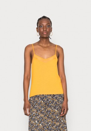 Anna Field Top T-shirt Dam Mörkgula | VCD-280543
