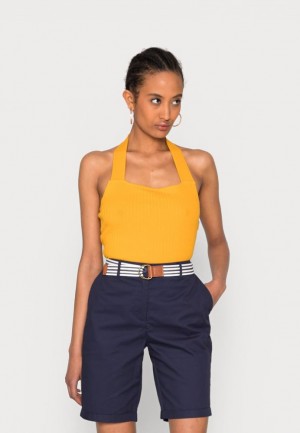 Anna Field Top T-shirt Dam Mörkgula | WPD-540829