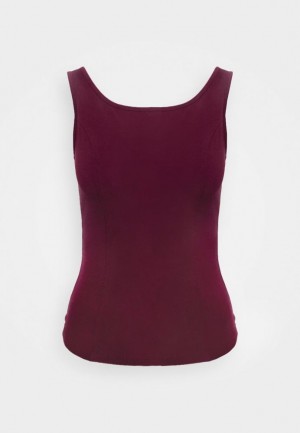 Anna Field Top T-shirt Dam Mörkröda | LEZ-963805