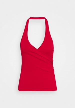 Anna Field Top T-shirt Dam Röda | IHO-129374