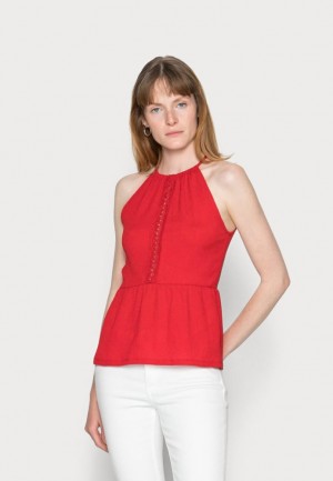 Anna Field Trim Insert Halterneck Top T-shirt Dam Röda | EWG-687195