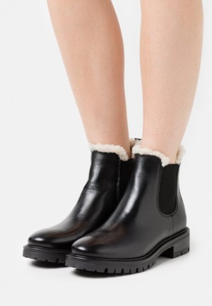 Anna Field Vinter Booties Läder Klassiska Ankle Boots Stövletter Dam Svarta | SDM-209536