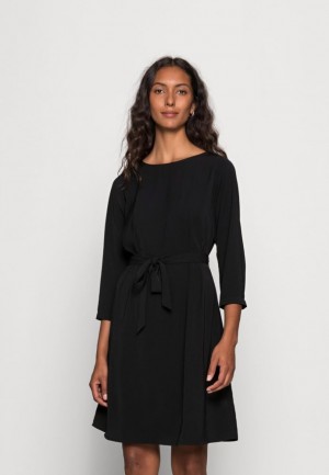 Anna Field Woven 3 4 Sleeve Belted Klänning Day Klänning Klänning Dam Svarta | TZS-748192