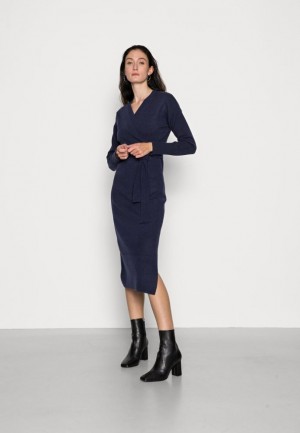 Anna Field Wrap Over Midi Klänning Jumper Klänning Klänning Dam Mörkblå | QKF-051492