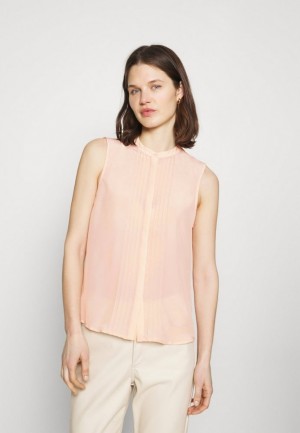 Anna Field Ärmlös Blouse With Gathers Skjorta Dam Rosa | DXC-490162